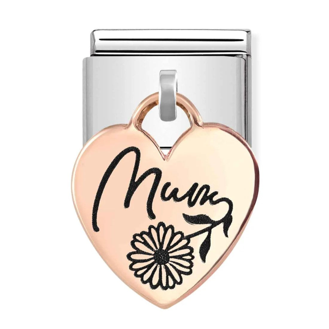 Composable Classic Heart Pendant With Mum In 9K Rose Gold Charm