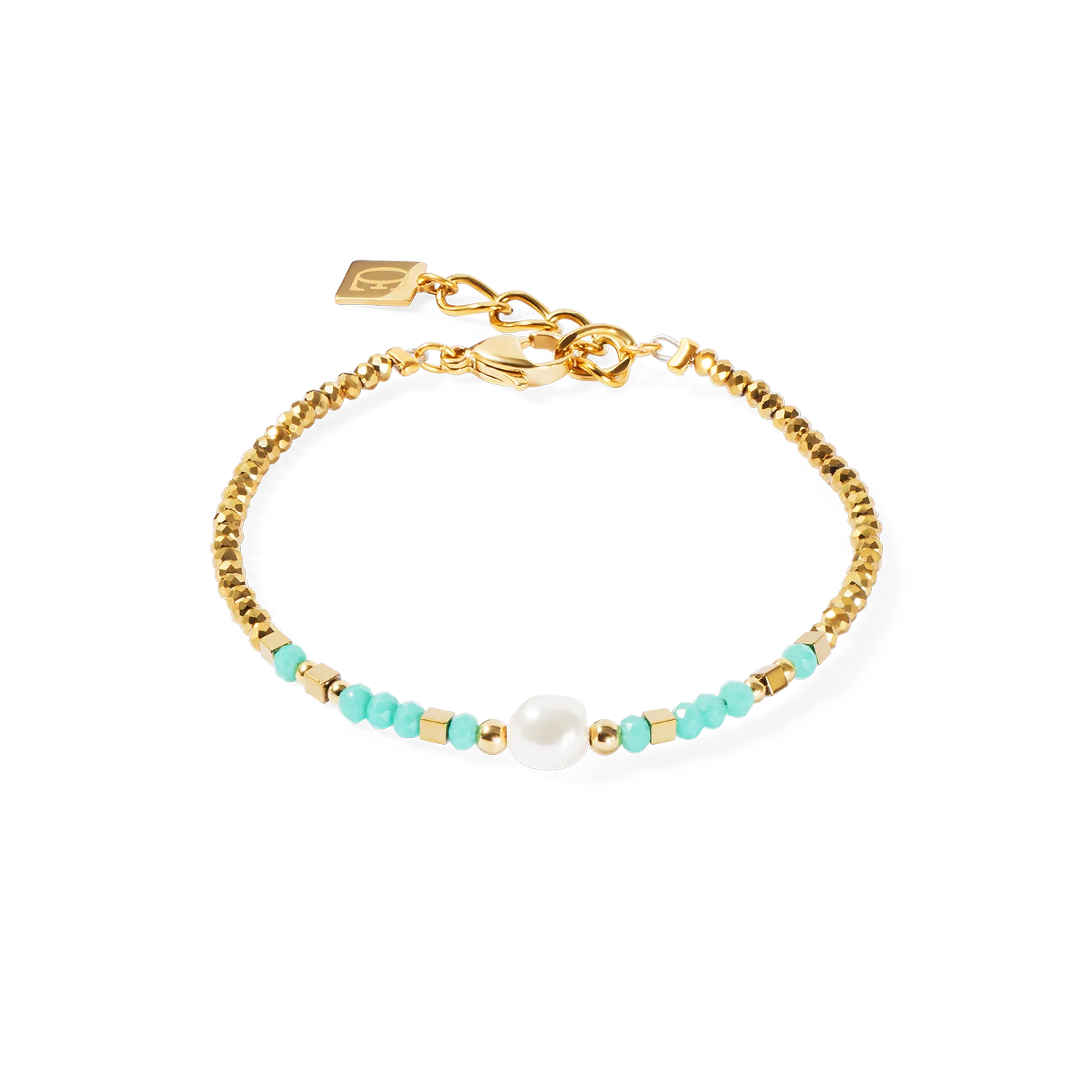 Sunset Pearl Gold-Mint Bracelet