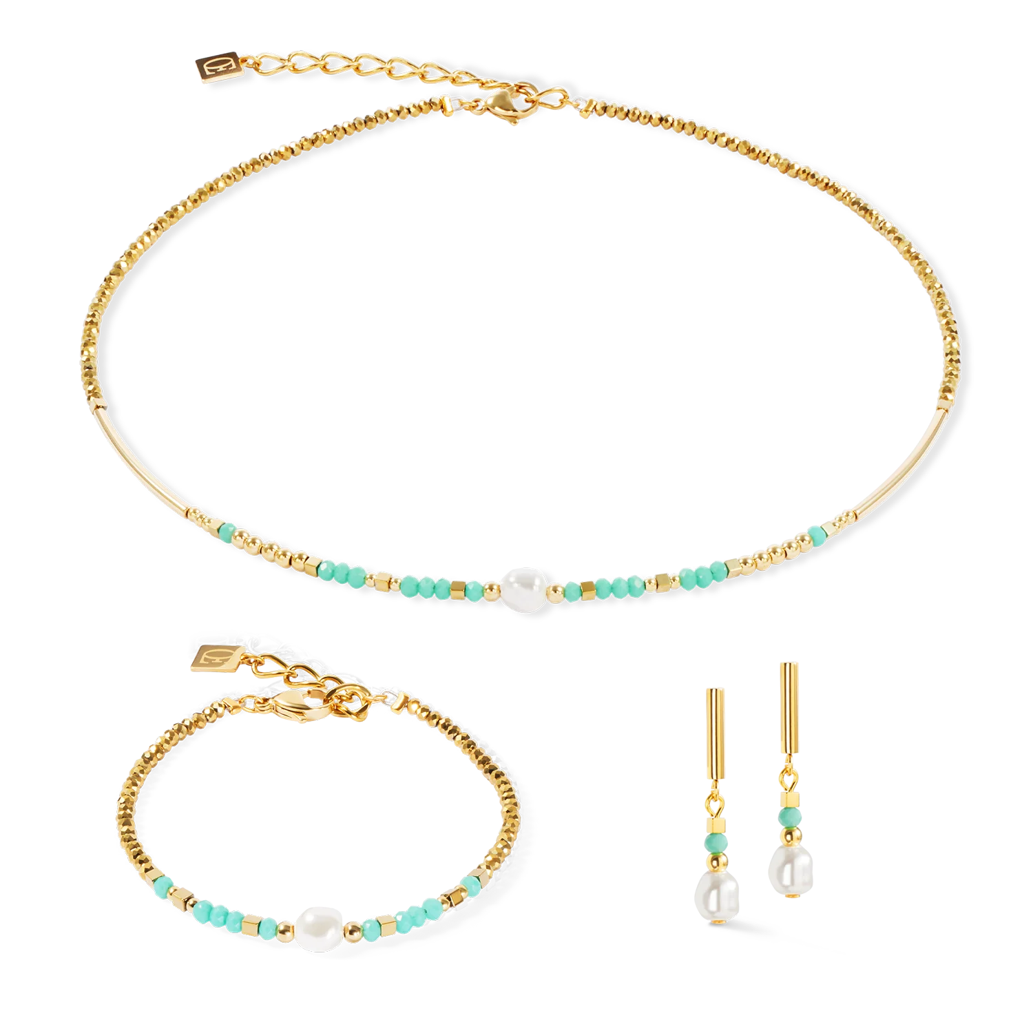 Sunset Pearl Gold-Mint Bracelet