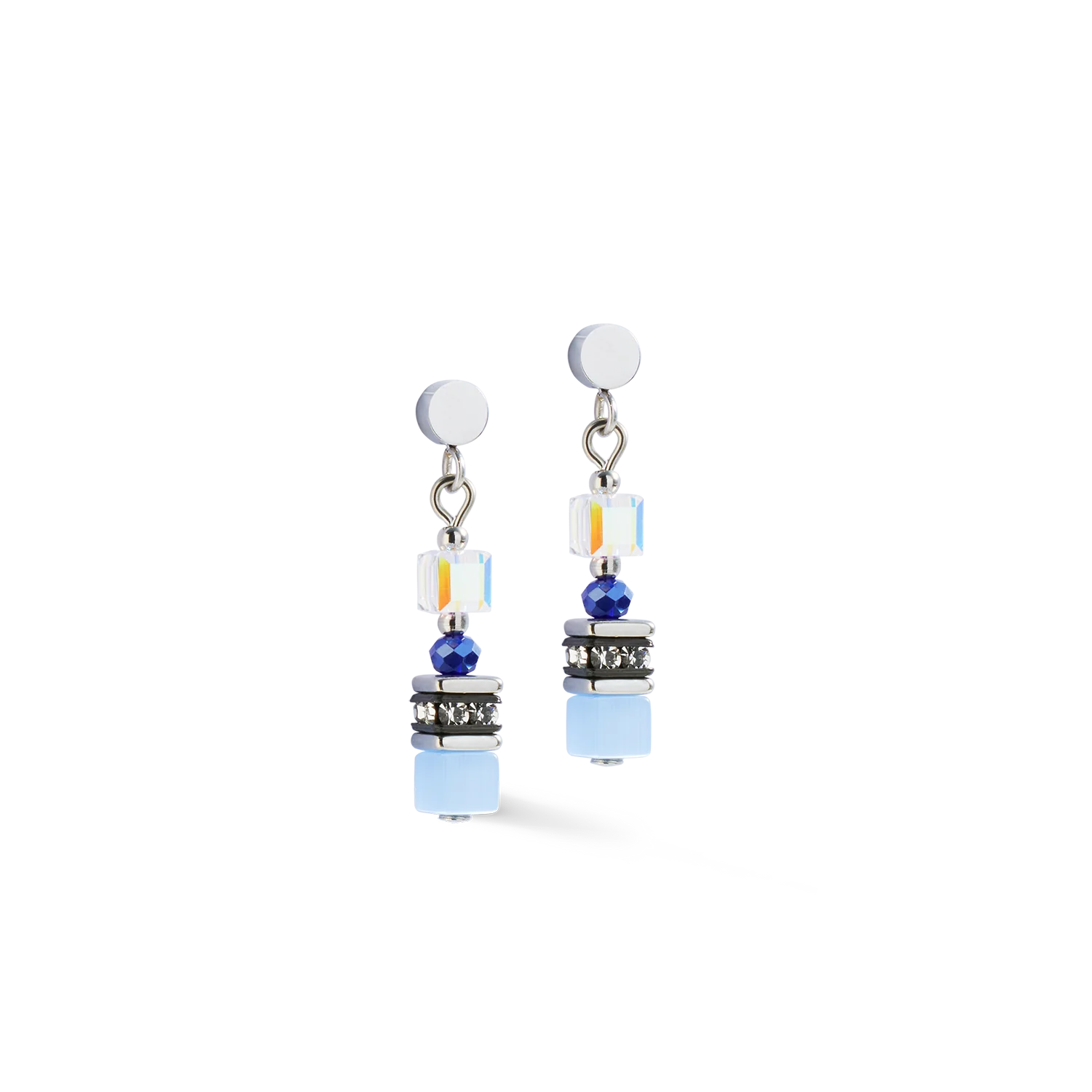 Mini Cubes Blue Earrings
