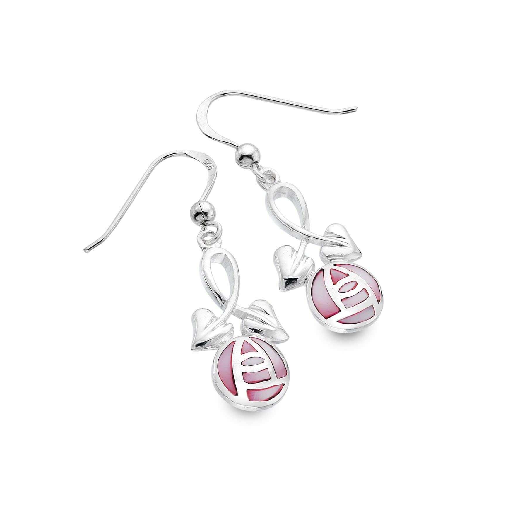 Mackintosh Rose With Pink MOP & Leaves Earrings