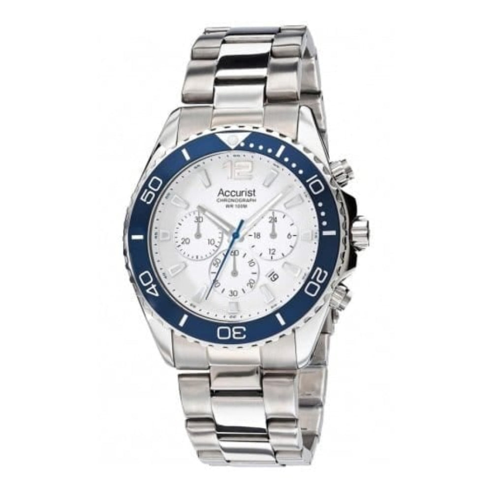 Stainless Steel Watch & White Chronograph Display