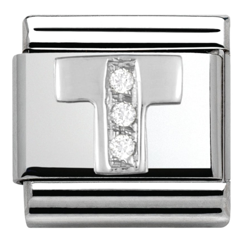Classic Silver CZ 'T' Link