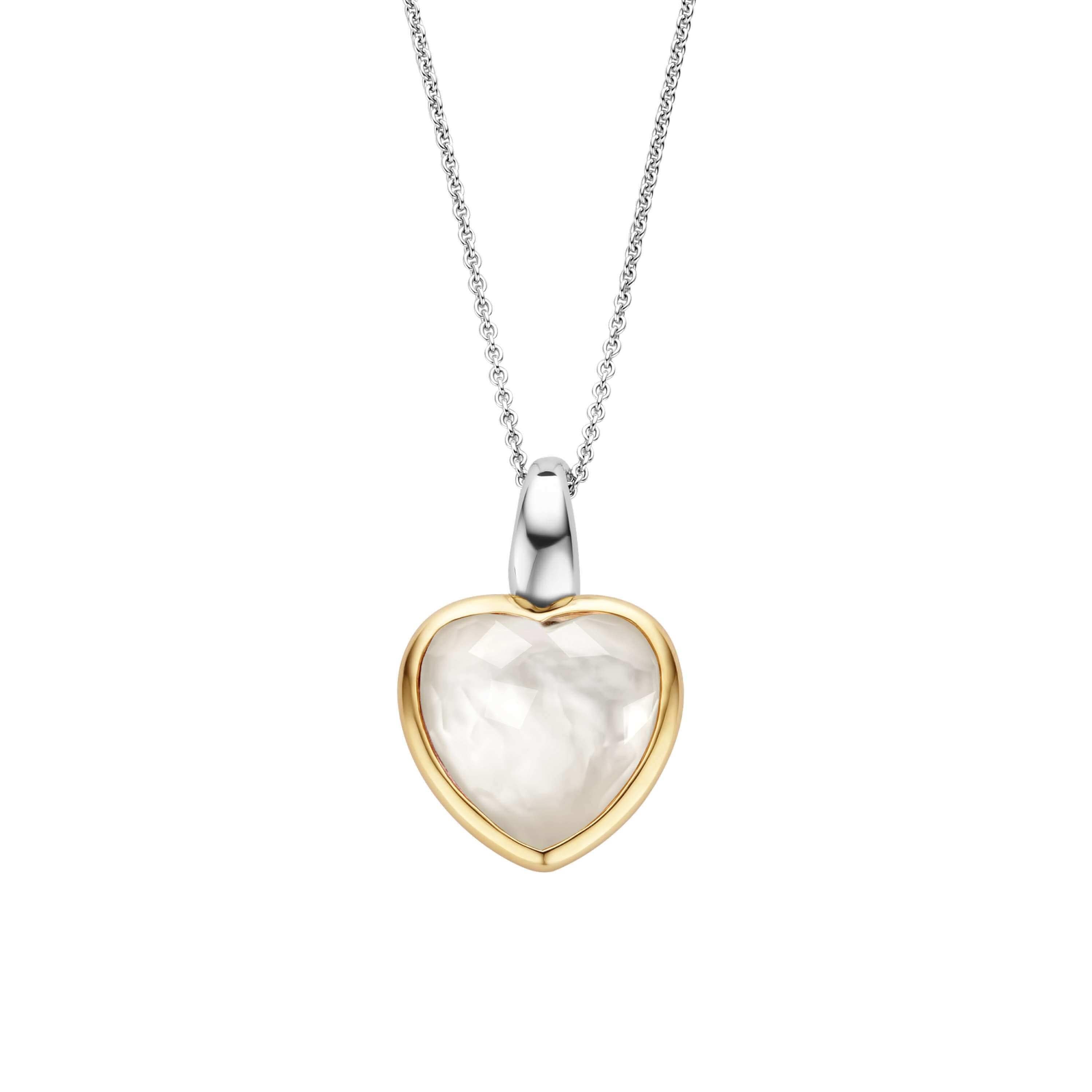 White Pearl Heart Pendant & Silver Chain Necklace