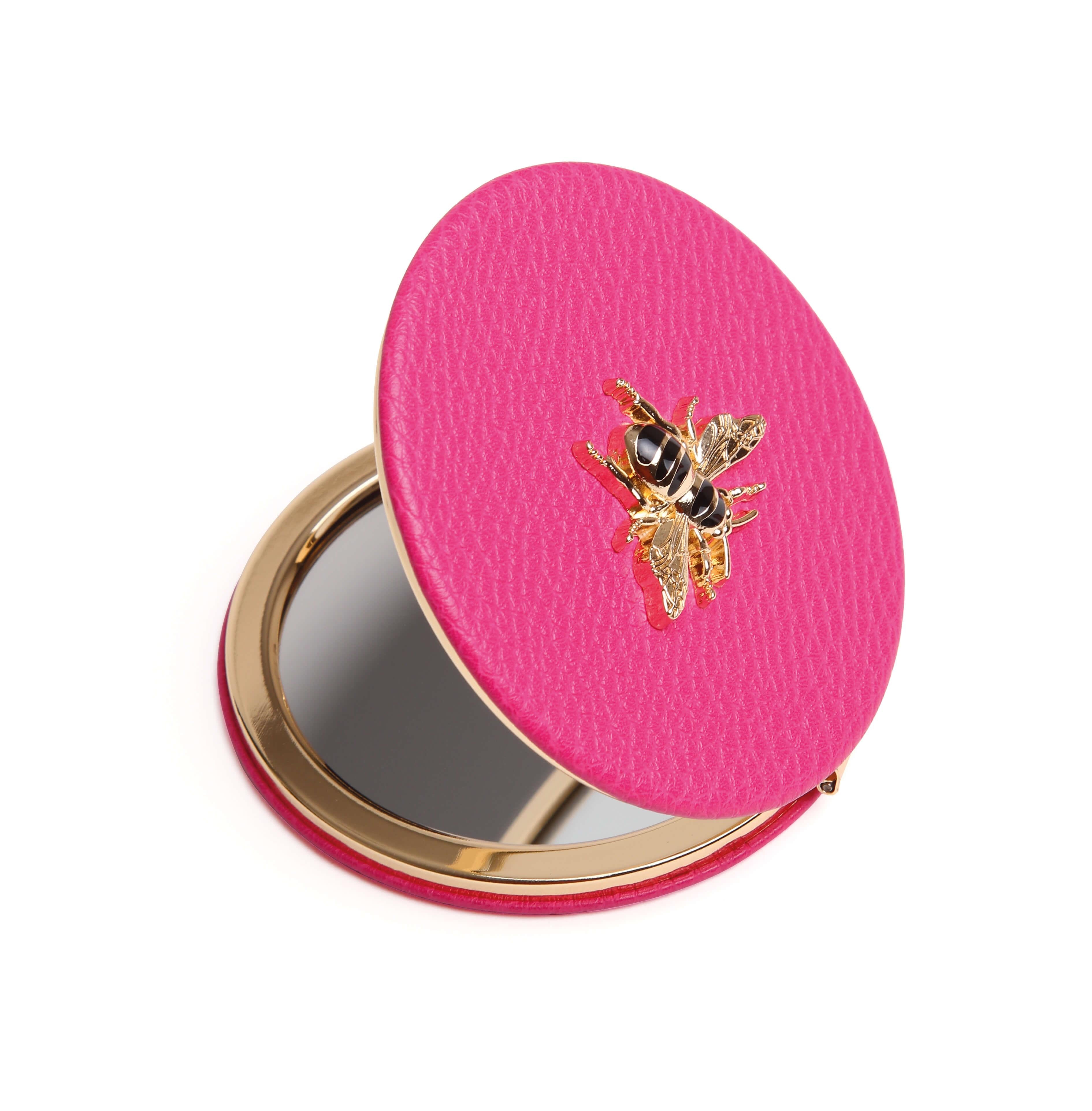 Round Mirror Compact In Hot Pink