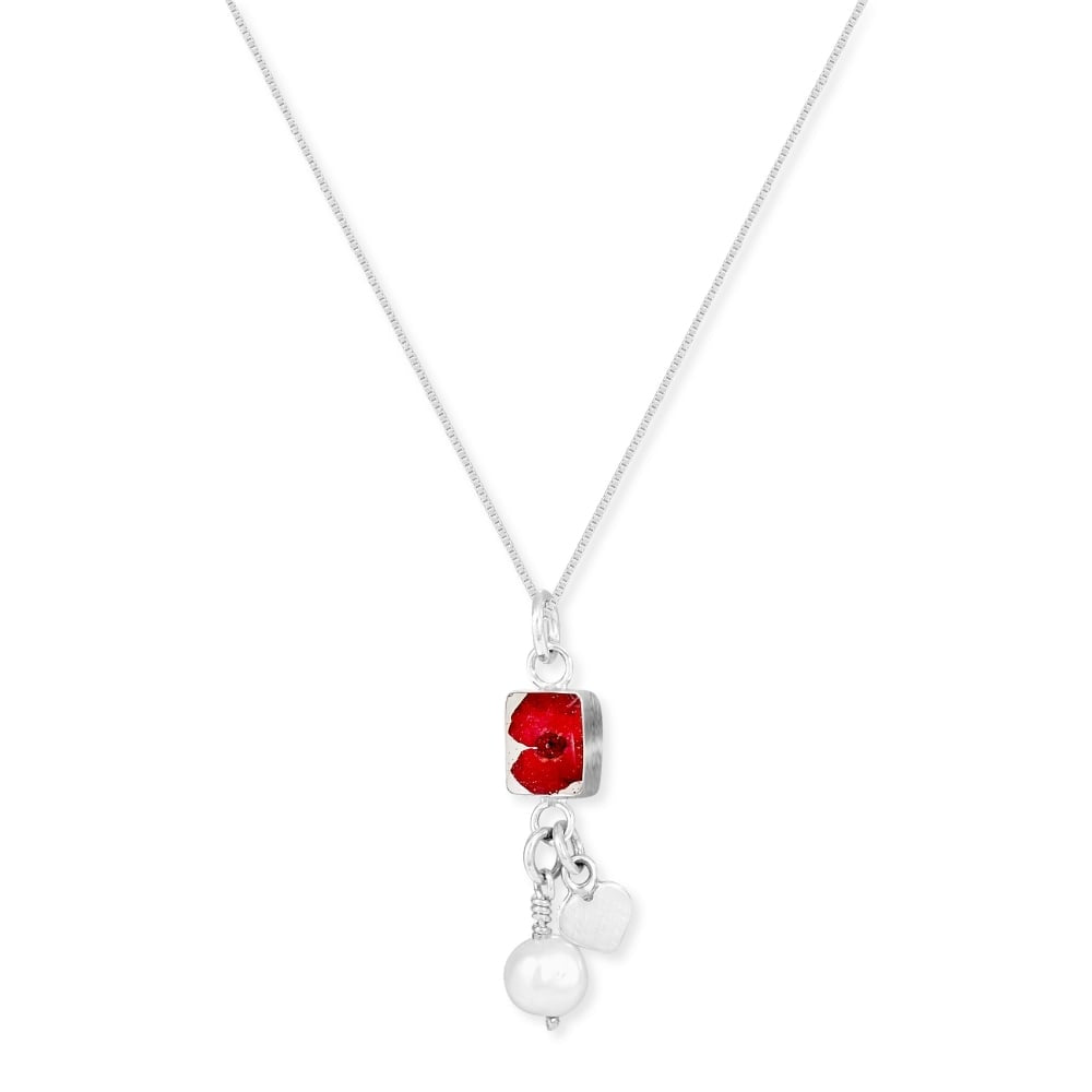 Silver Pendant - Poppy - Pearl & Charm