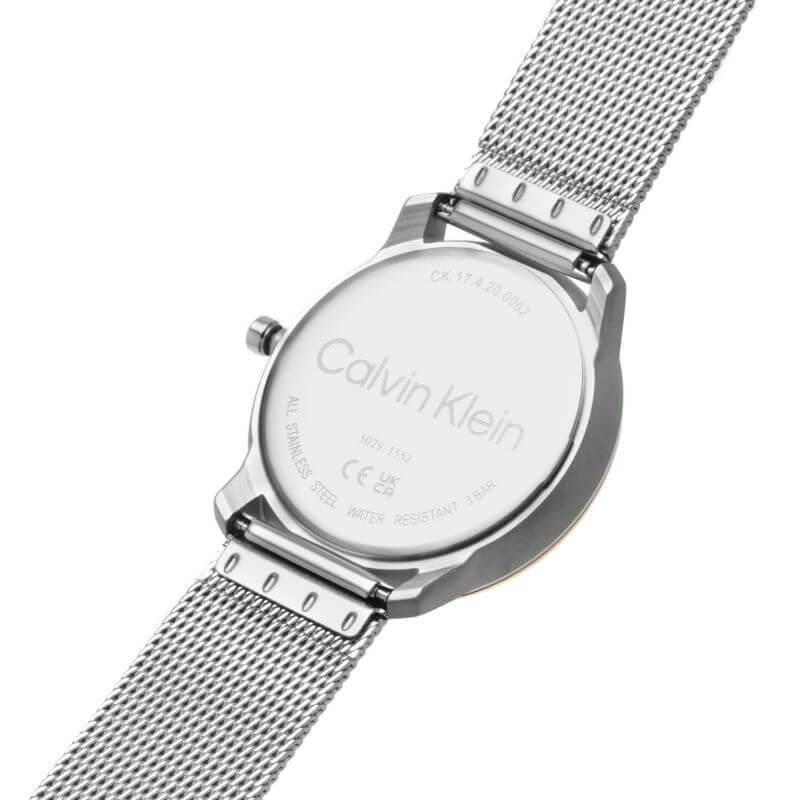 Iconic Rose Gold Bezel White CK Dial & Silver Mesh Strap Watch