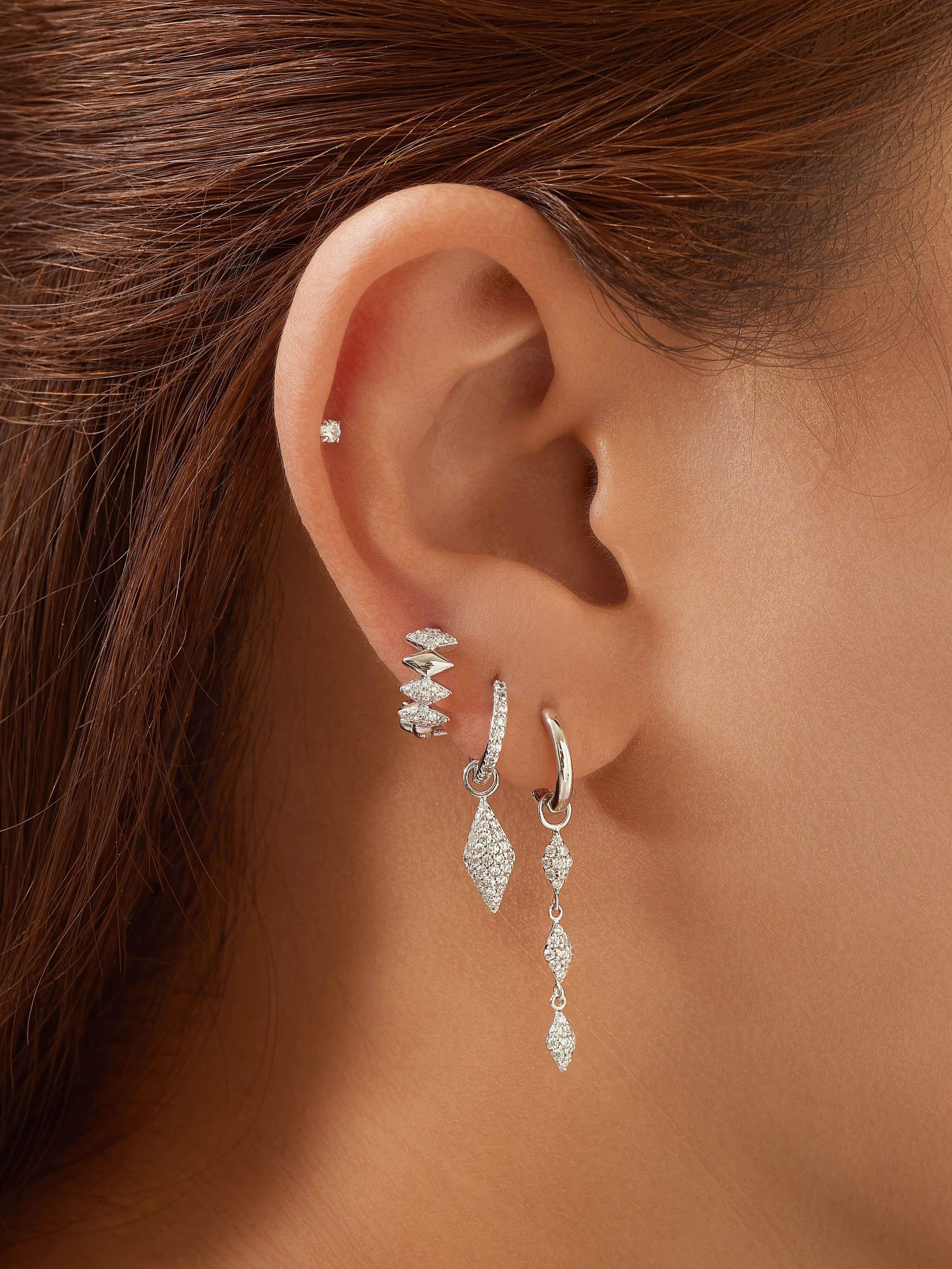 Silver Pave Sparkle Drop Huggies