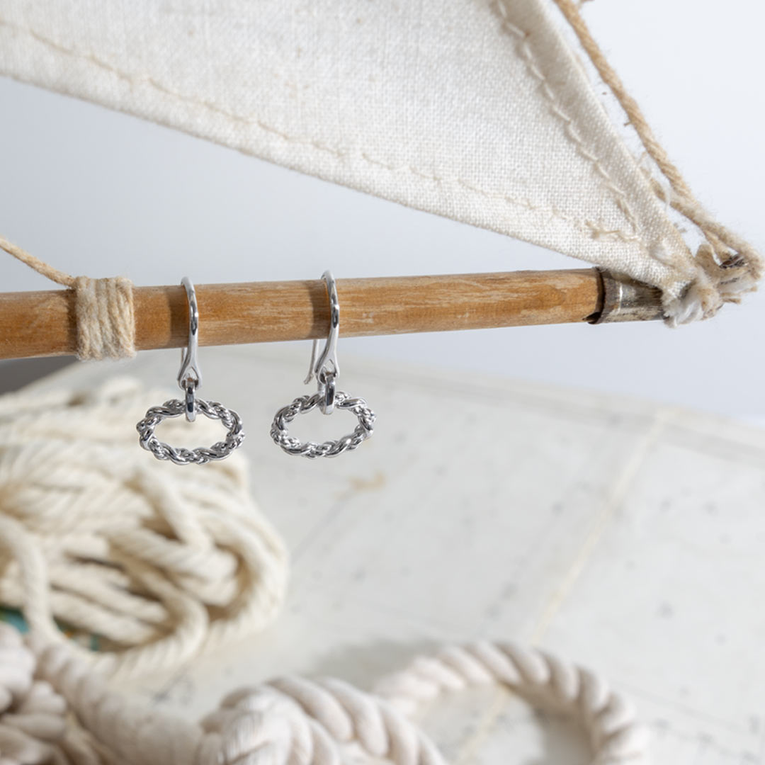 Marina Rope Twist Oval Drop Earrings
