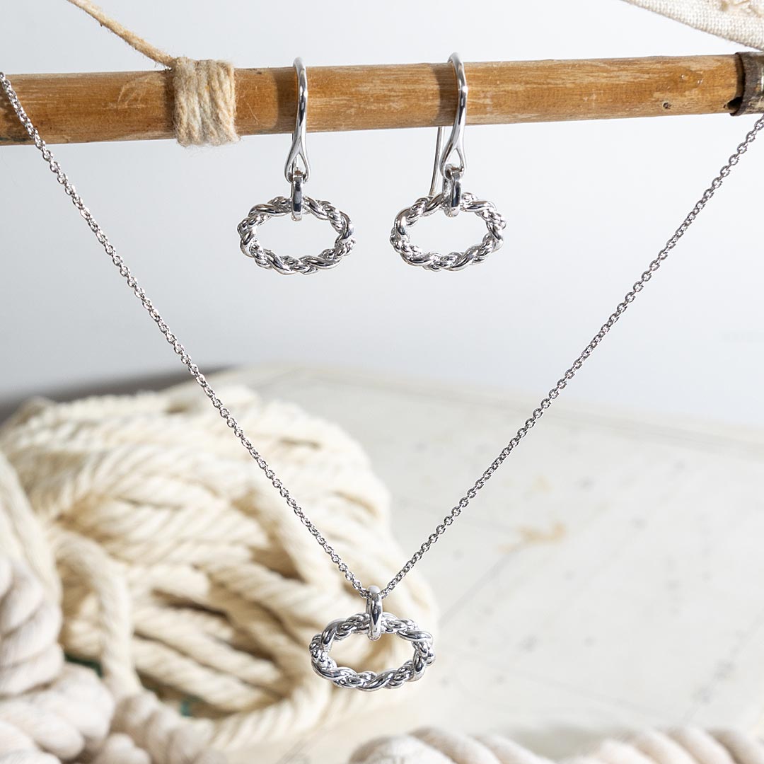 Marina Rope Twist Oval Drop Earrings