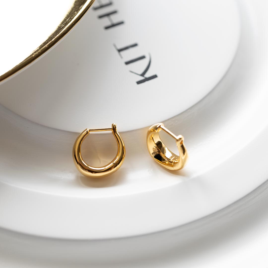 Bevel Cirque Golden Small Hinged Huggie Hoop Earrings