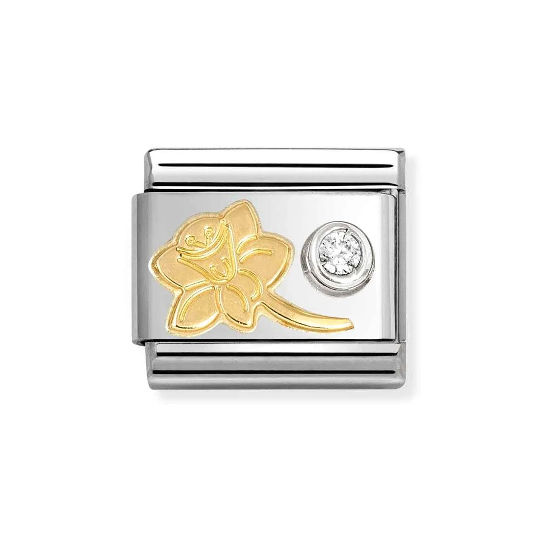 Composable Classic Daffodil In 18K Gold & CZ Set In Silver Charm