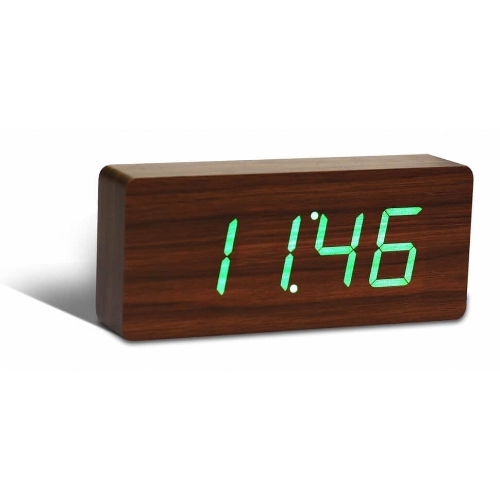 Slab Walnut Click Clock/Green LED