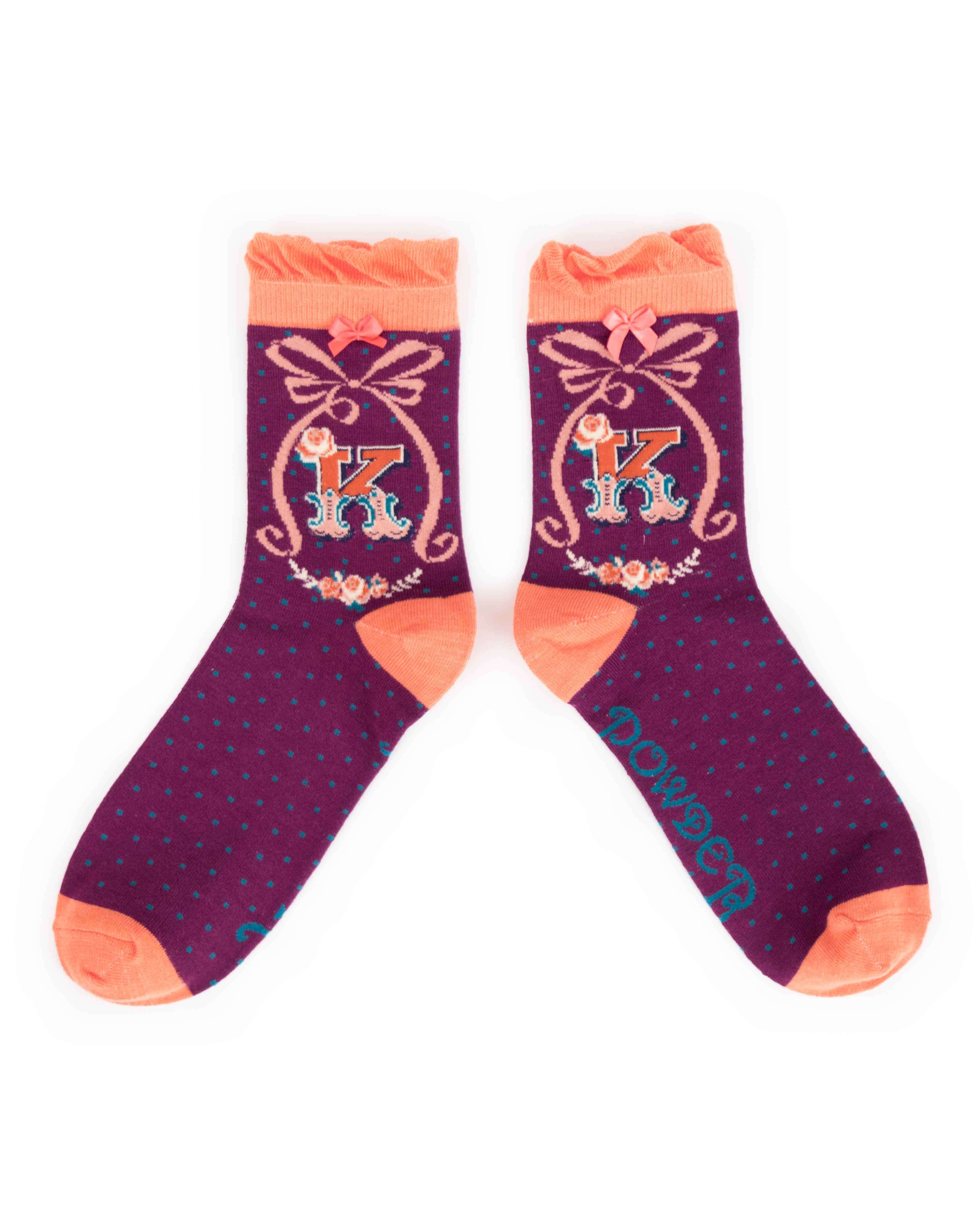 A-Z Ankle Socks - Letter K