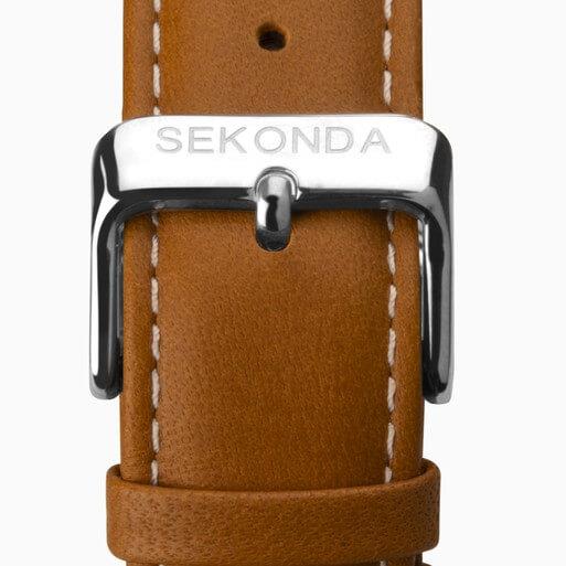 Silver Case With Black Dial & Tan Leather Strap Men's Heritage Watch
