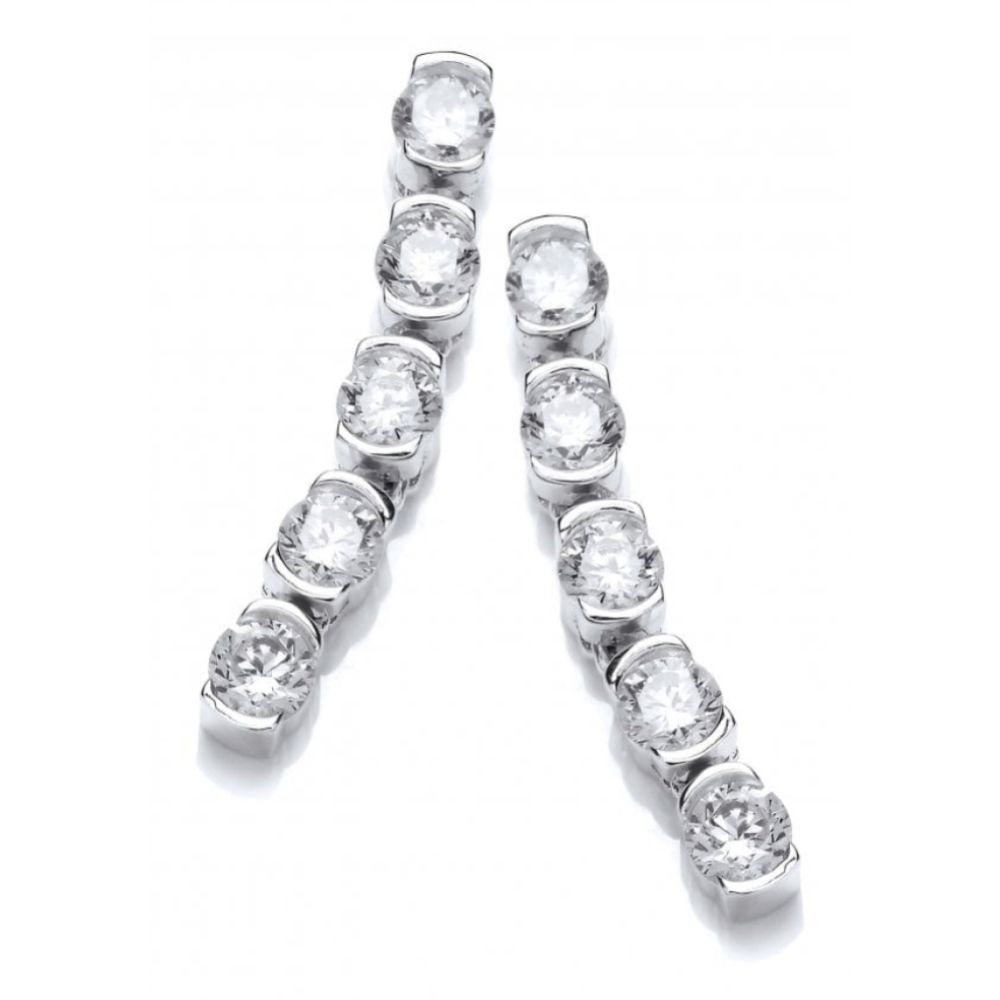 CZ Row Of Solitaires Earrings