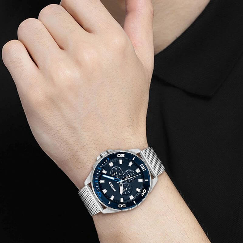 #FRESH SS Mesh Strap Blue Chronograph Dial Gents Watch