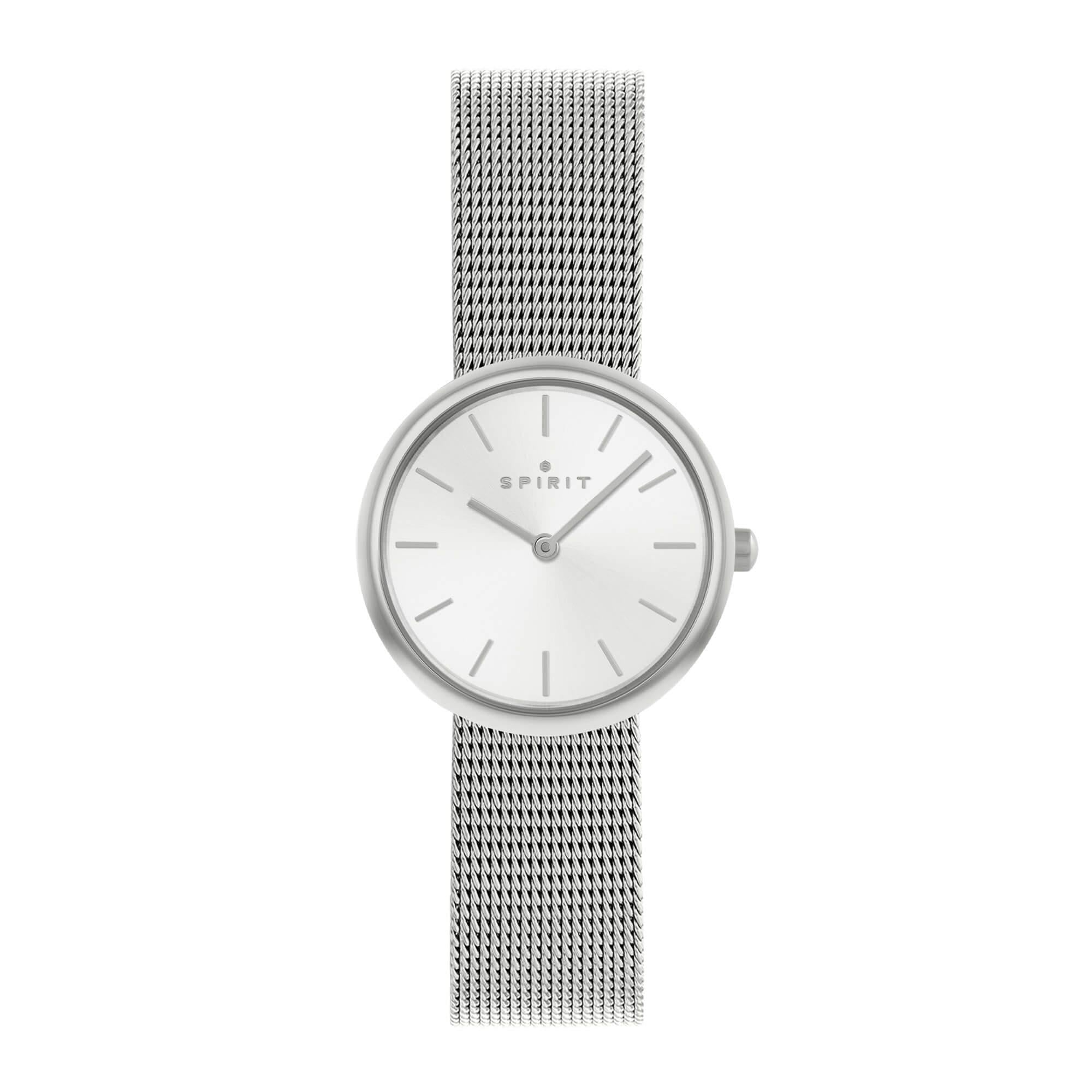 Ladies Polished Silver Stainless Steel Mesh Bracelet Watch