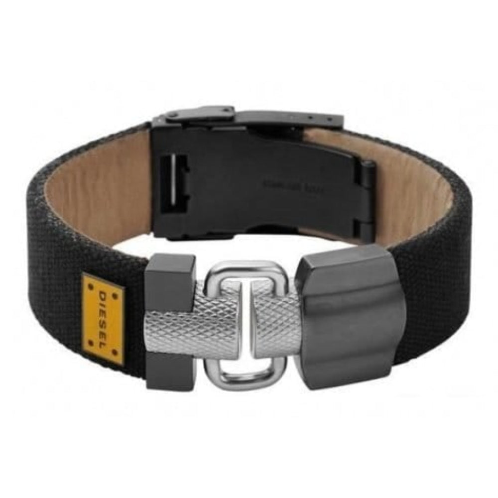 Gents Black Textured Leather Bracelet