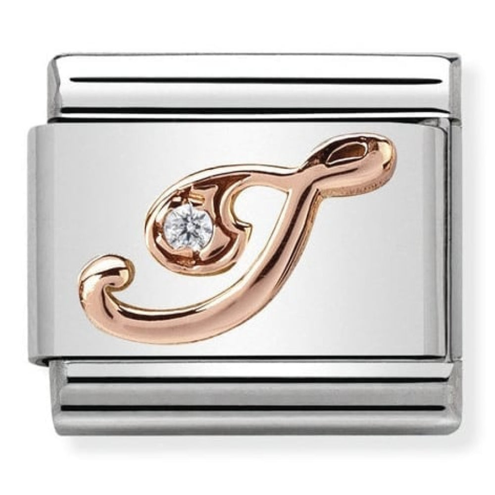 Classic Rose Gold Cubic Zirconia Letter I