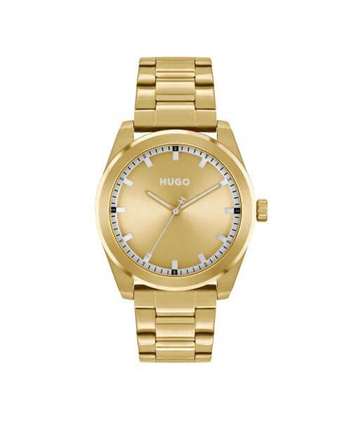 #BRIGHT Gold Dial With Gold Plated Bracelet Strap Mens Watch
