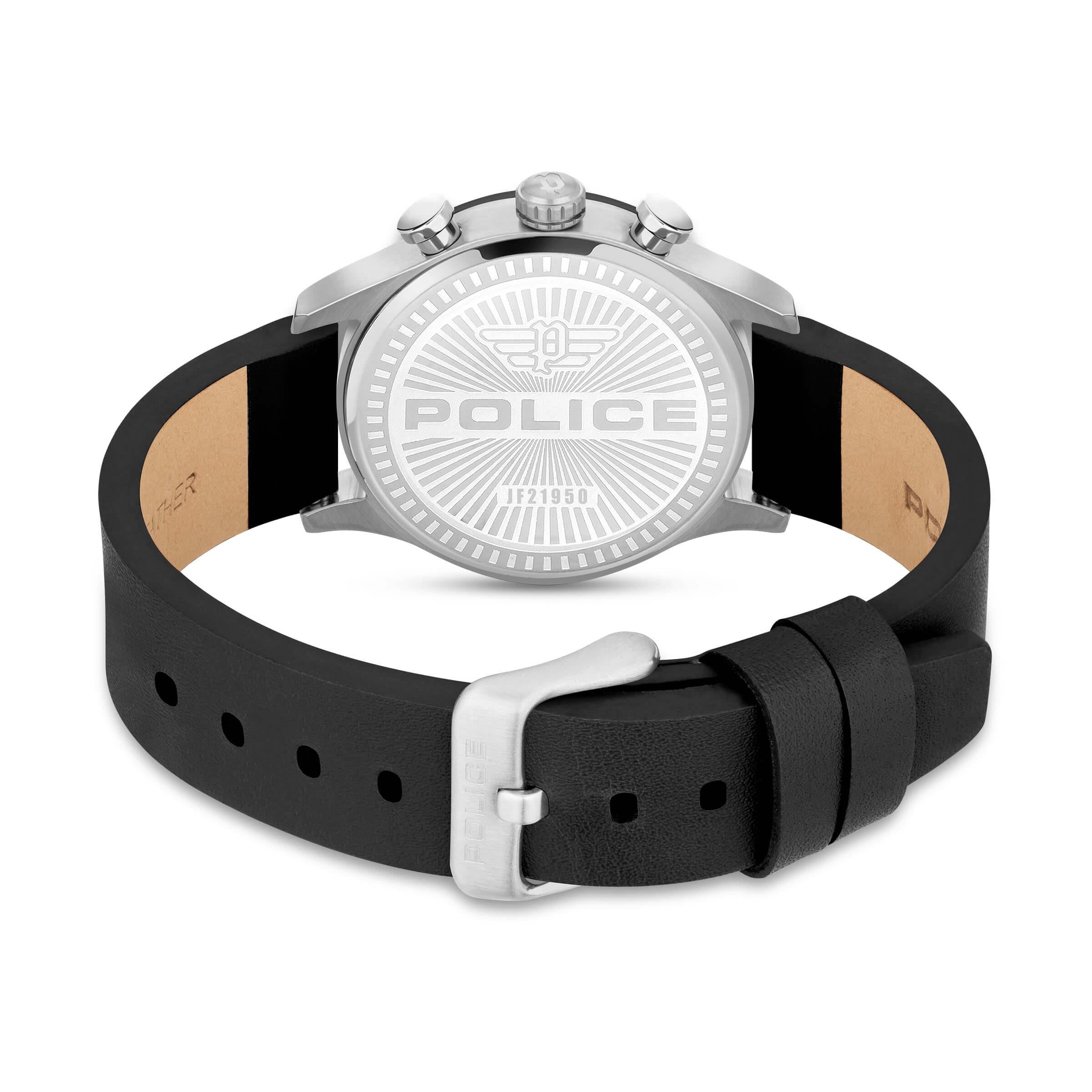 BARTER SS Multifunction Black Dial & Black Leather Strap Watch