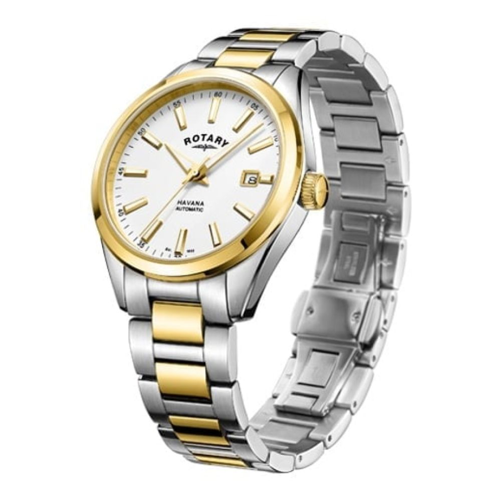 Gold Plated Two Tone Mechanical Bracelet Watch