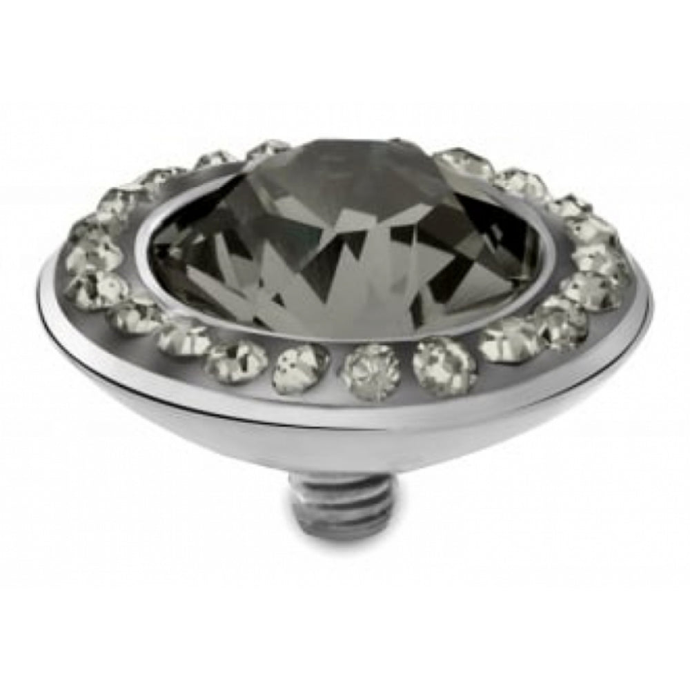 Famosa Stainless Steel 13mm Tondo Deluxe Black Diamond Ring Top with Black Diamond CZ