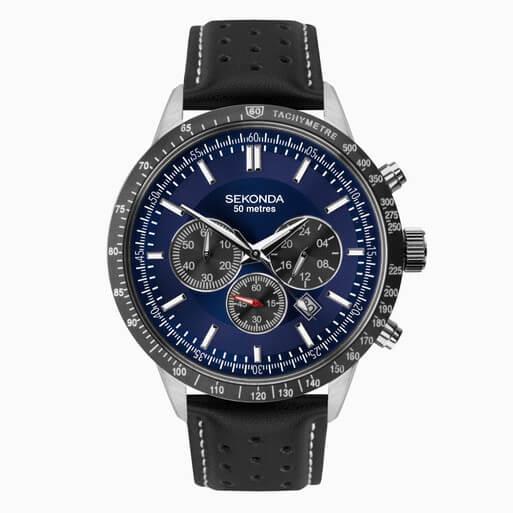 Silver Case With Blue Dial & Stainless Steel Bracelet Men's Chronograph Watch