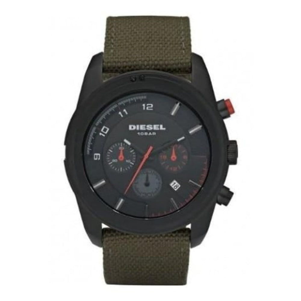Gents Green Fabric Chronograph Strap Watch