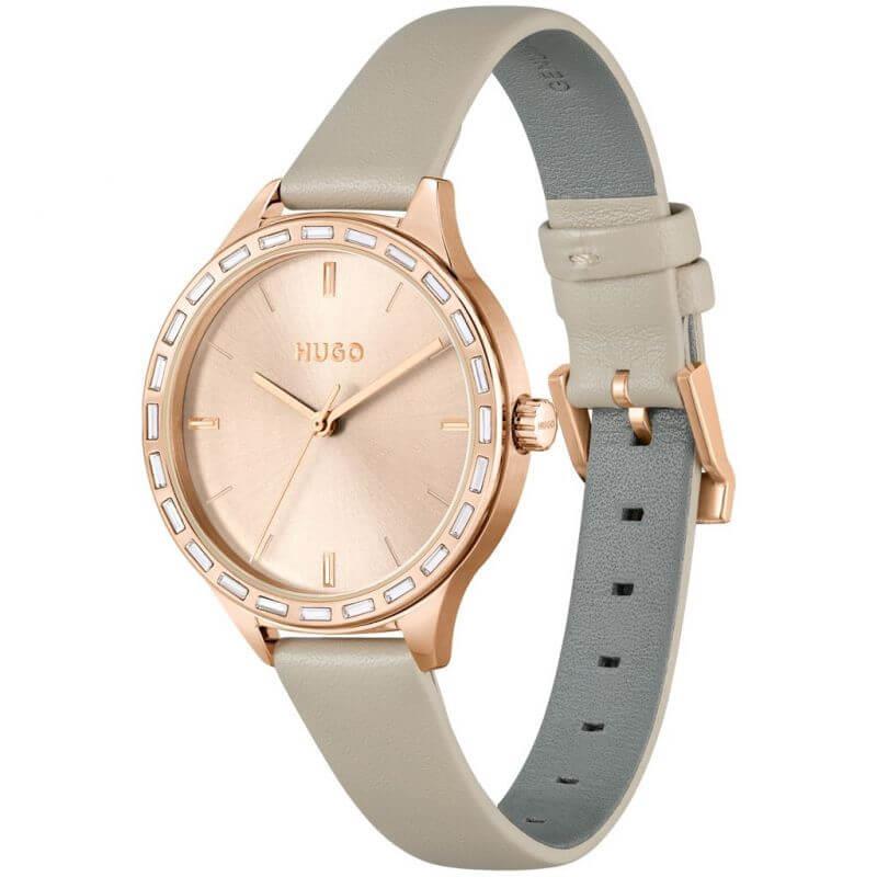 FLASH Rose Gold Dial & Beige Leather Strap Ladies Watch