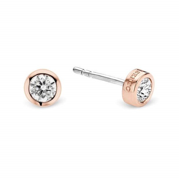 Rose Gold Tone Round CZ Stud Earrings