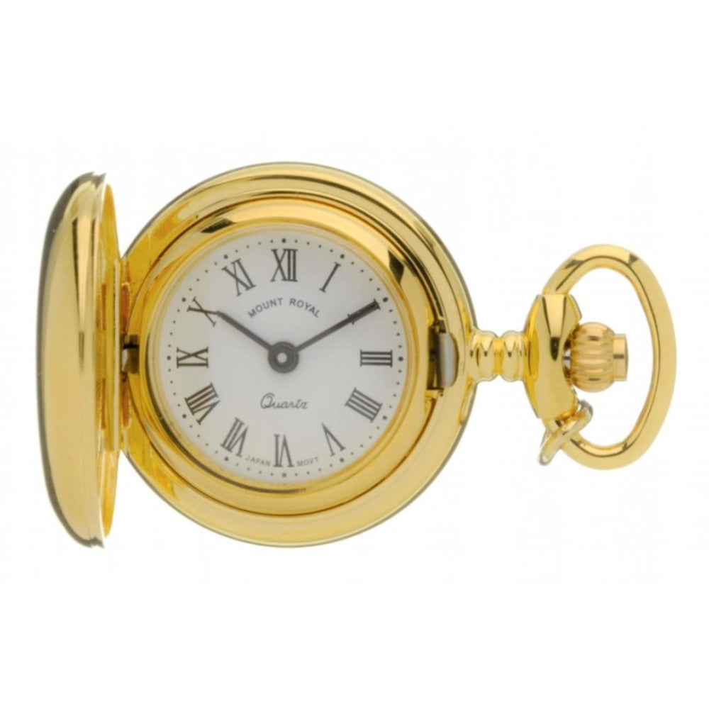 Gold Plated Full Hunter Quartz Pendant Necklace Watch