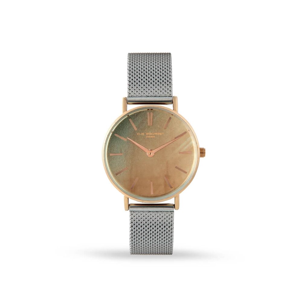 Shoreditch Champagne Oil Dial Silver Mesh Strap