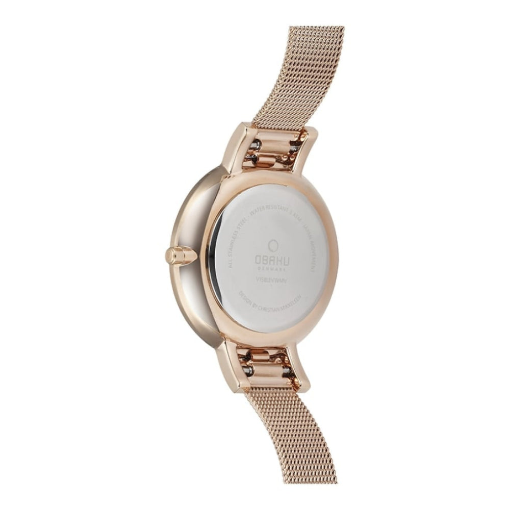 LUN - ROSE Rose Gold Plated Stainless Steel Mesh Bracelet Watch