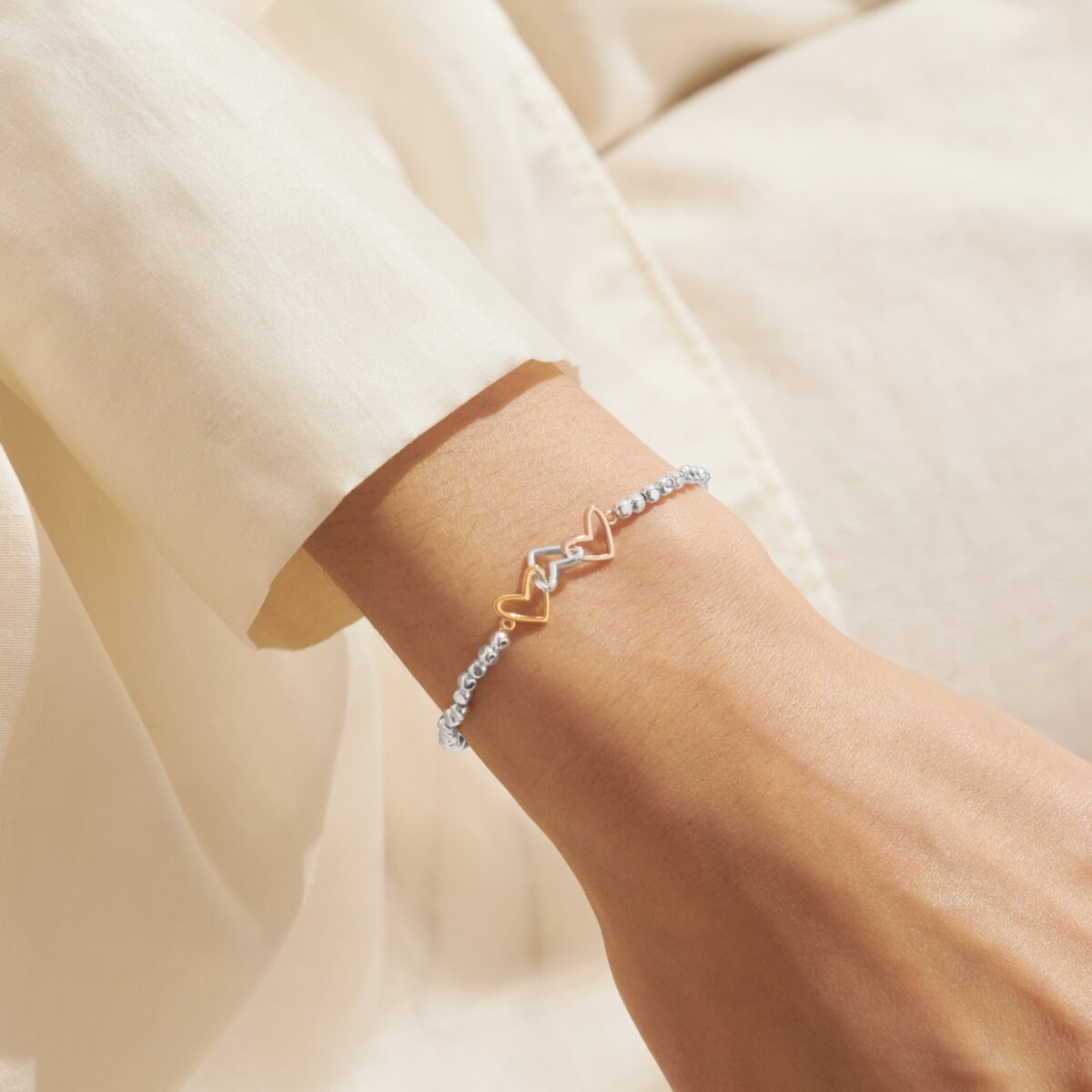 Forever Yours 'Friendship Laughter Happiness' Trio In Silver, Gold & RG Plated Bracelet