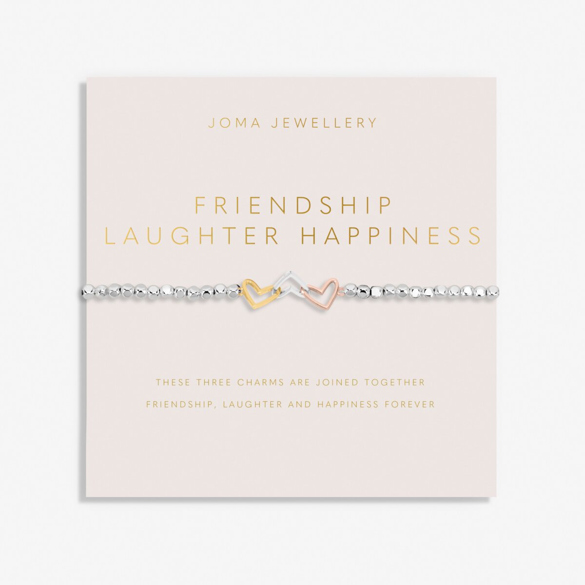 Forever Yours 'Friendship Laughter Happiness' Trio In Silver, Gold & RG Plated Bracelet