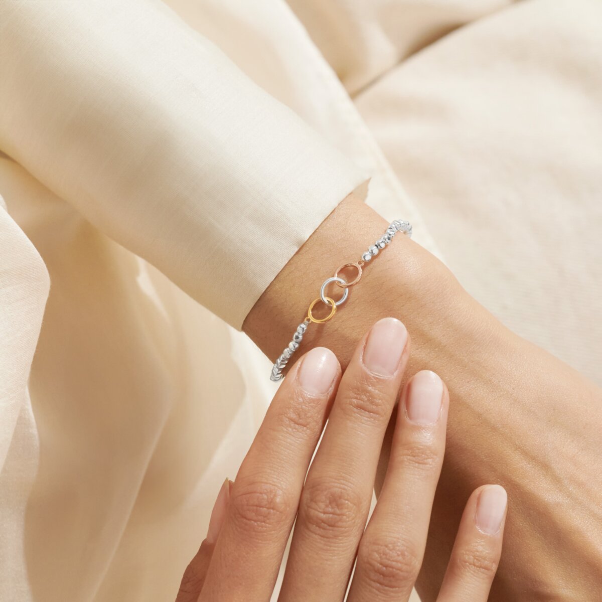 Forever Yours 'Family Forever Together' Trio In Silver, Gold & RG Plated Bracelet