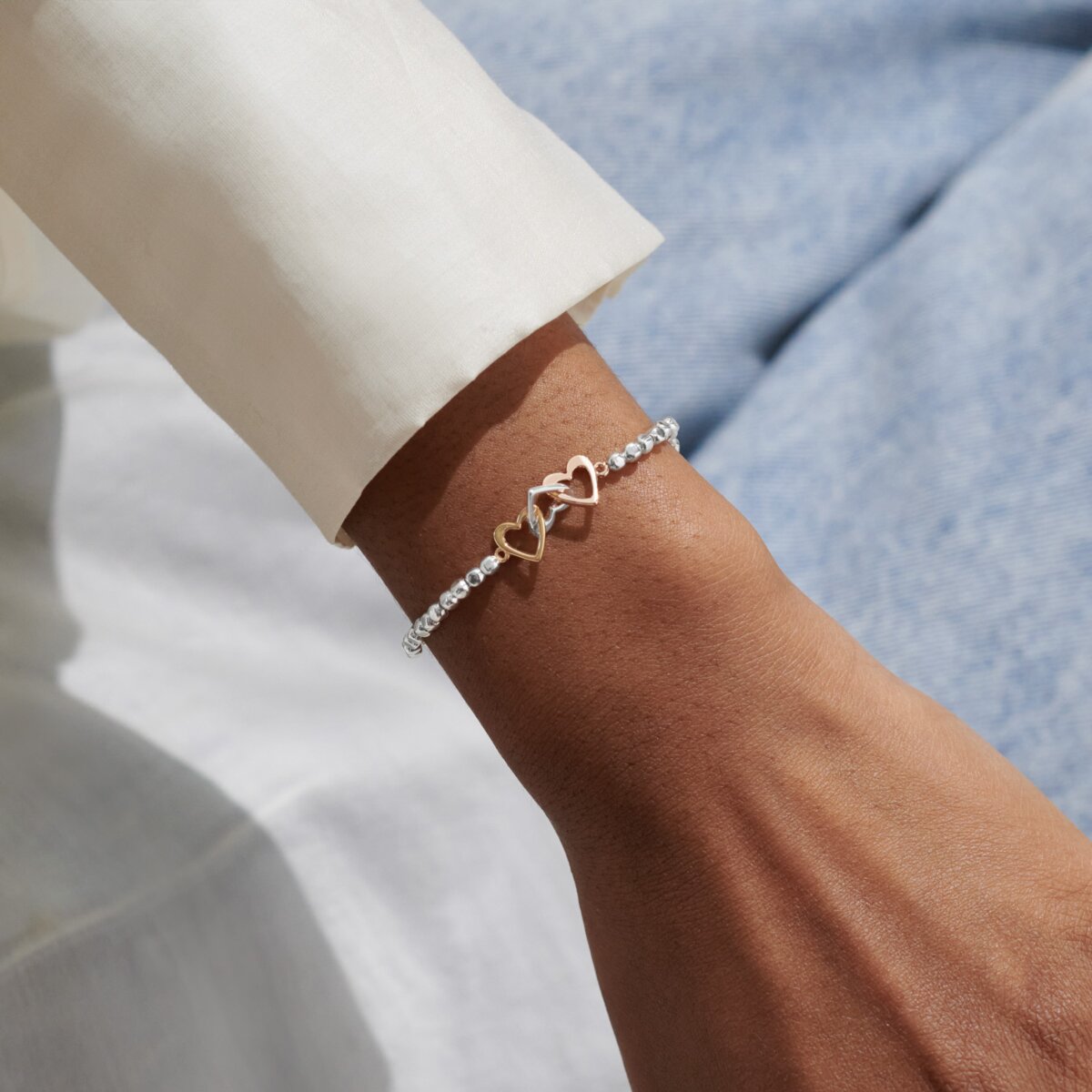 Forever Yours 'Thankful Grateful Blessed' Trio In Silver, Gold & RG Plated Bracelet