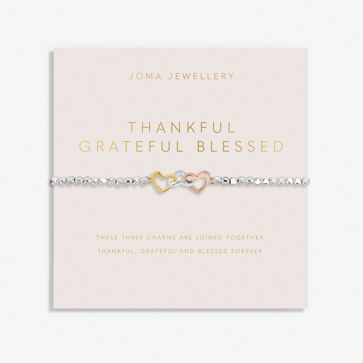 Forever Yours 'Thankful Grateful Blessed' Trio In Silver, Gold & RG Plated Bracelet