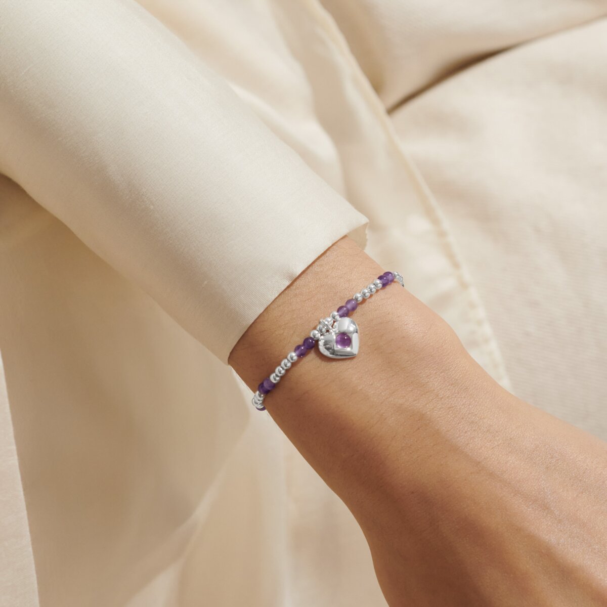 Birthstone A Little 'February' Silver Plated Bracelet