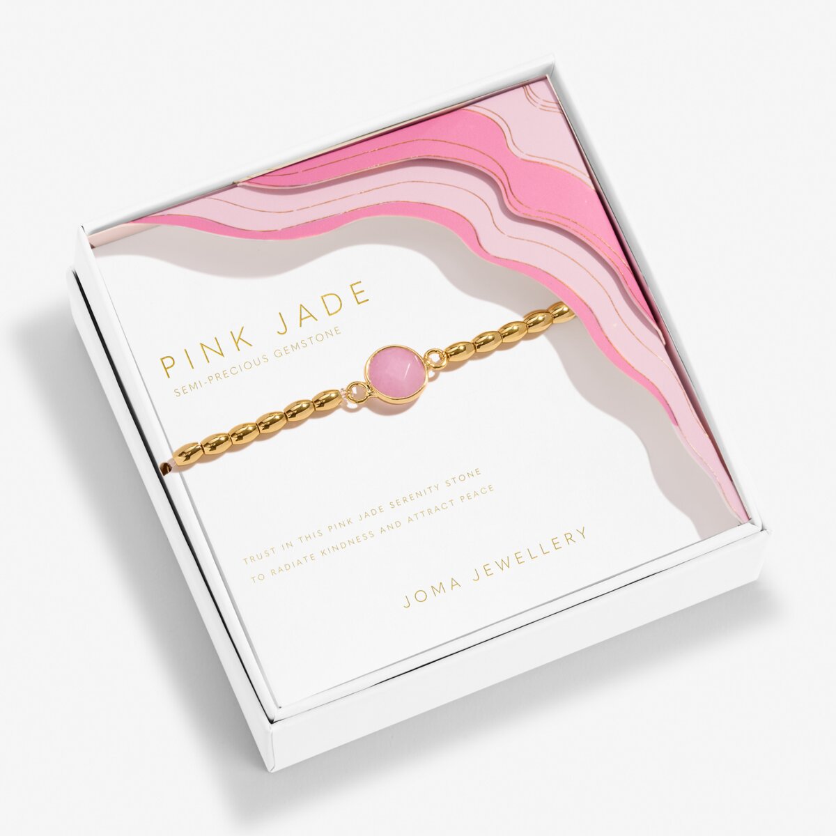 Serenity Stones Pink Jade Gold Plated Bracelet