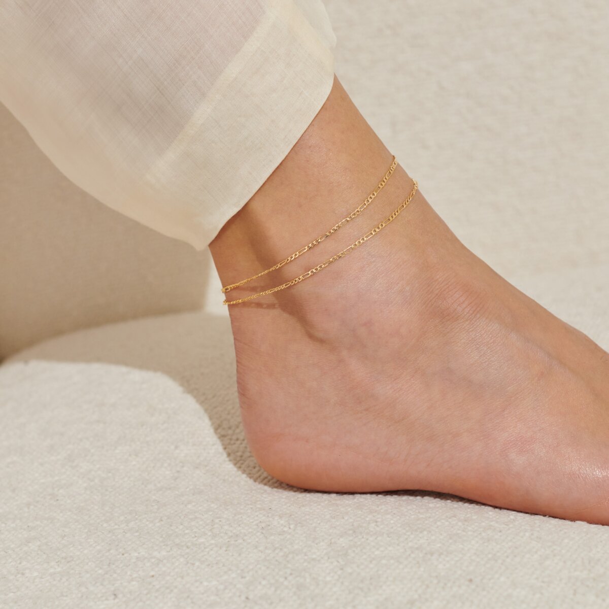 Double Figaro Gold Plated Anklet