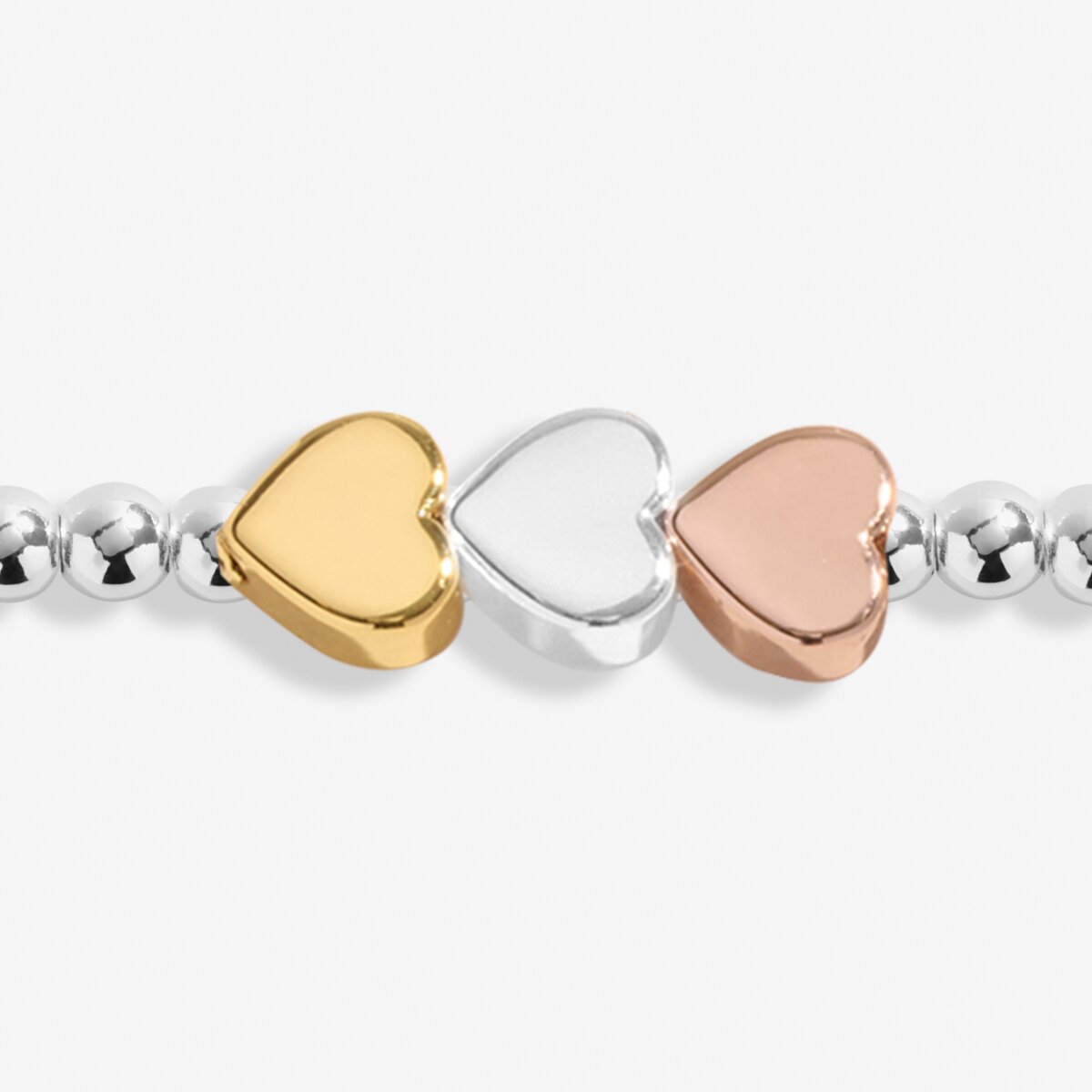 Three Tone Heart In Silver, Gold & RG Plated Anklet