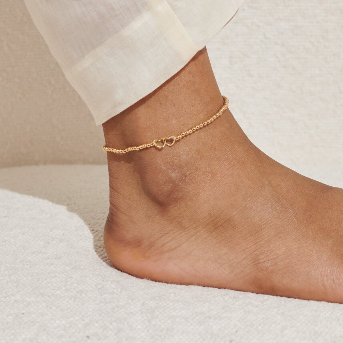 Linked Heart Gold Plated Anklet
