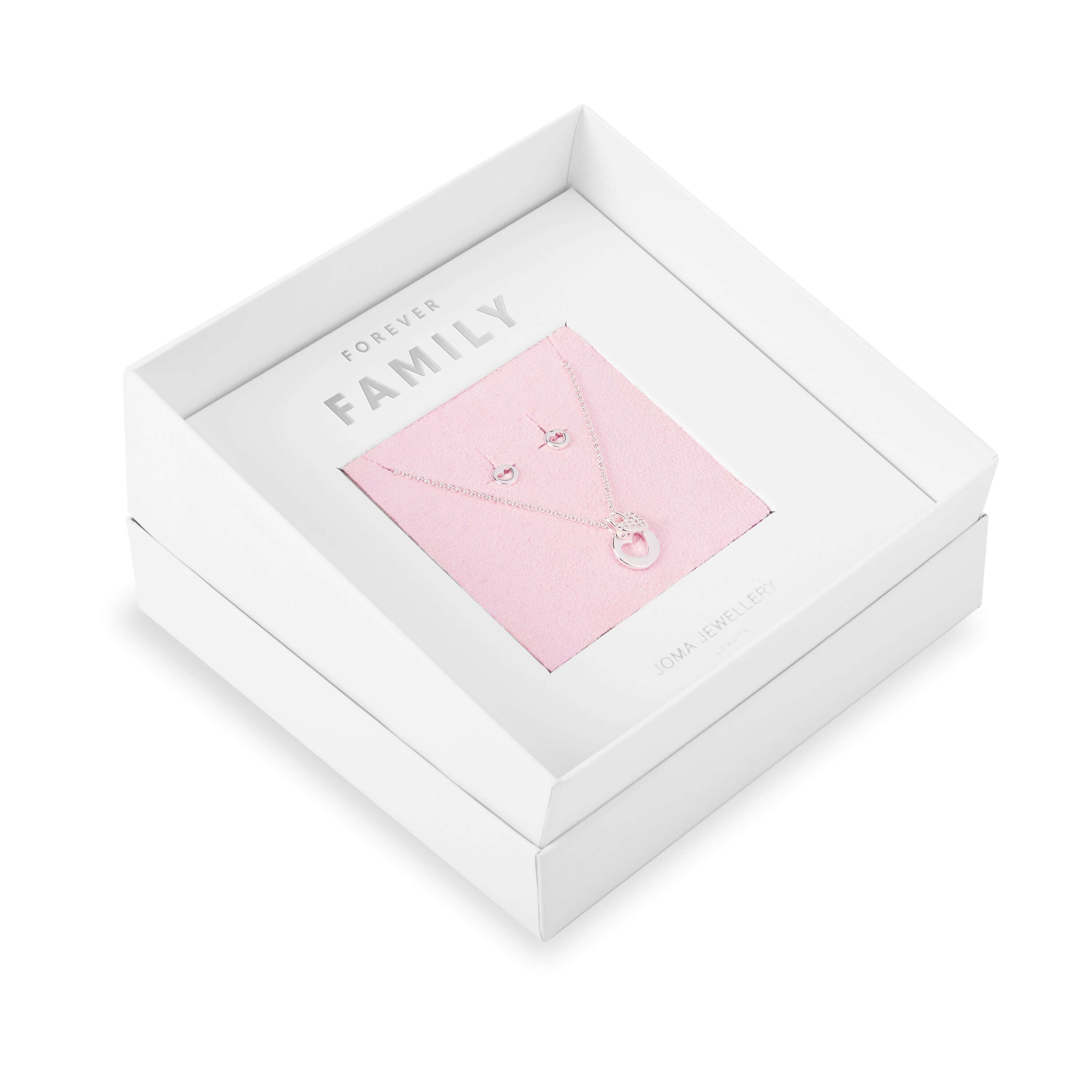 Sentiment Set -Forever Family -Silver Necklace and Earrings