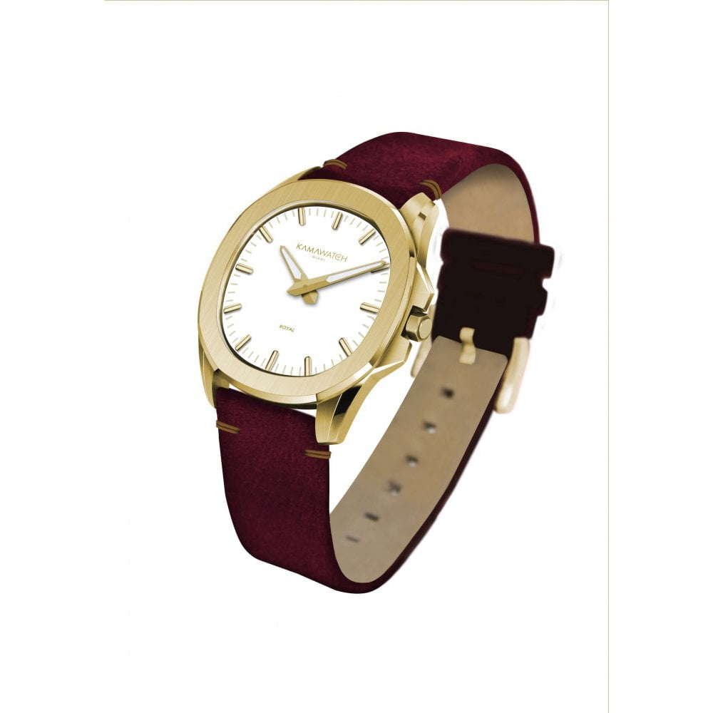 Royal White Dial & Red To Black & To Grey Camouflage Leather Strap Wristwatch