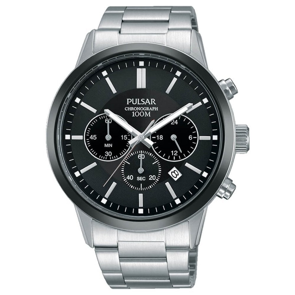 Pulsar Mens Silver Dress Chronograph Watch