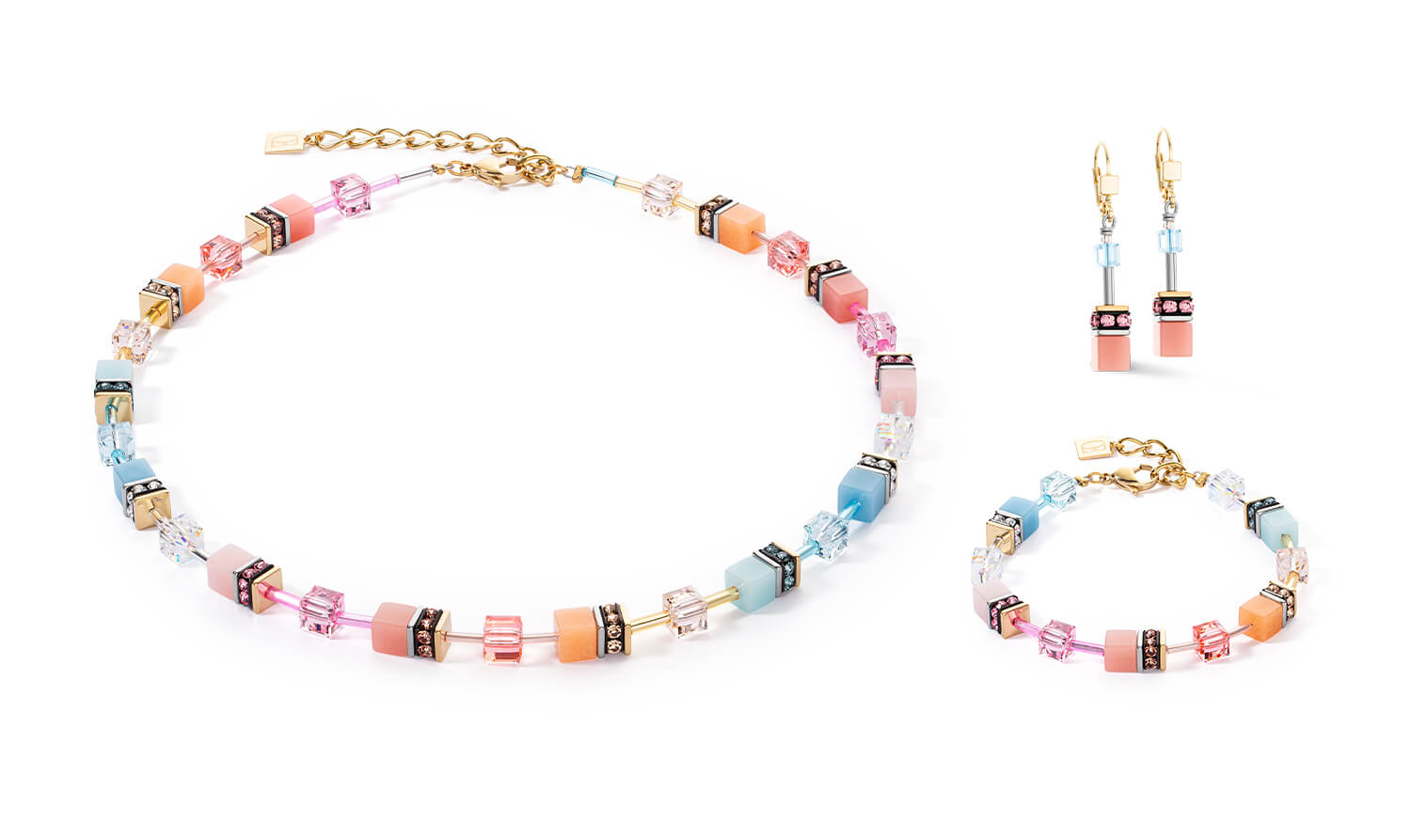 GeoCUBE Iconic Bracelet In Aqua & Apricot