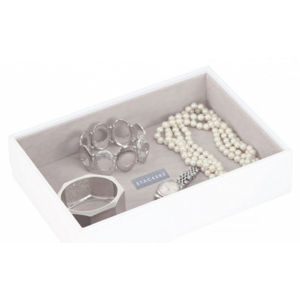 Classic White Leather Deep Open Stacker